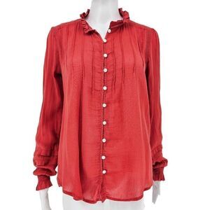 Faherty Women's Willa Peasant Top Coral XS New